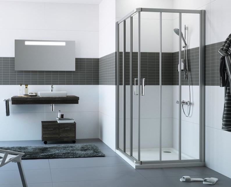 dušas durvis stūrim Classics 2, 1000 mm, h=1900, matēts sudrabs/caurspīdīgs stikls